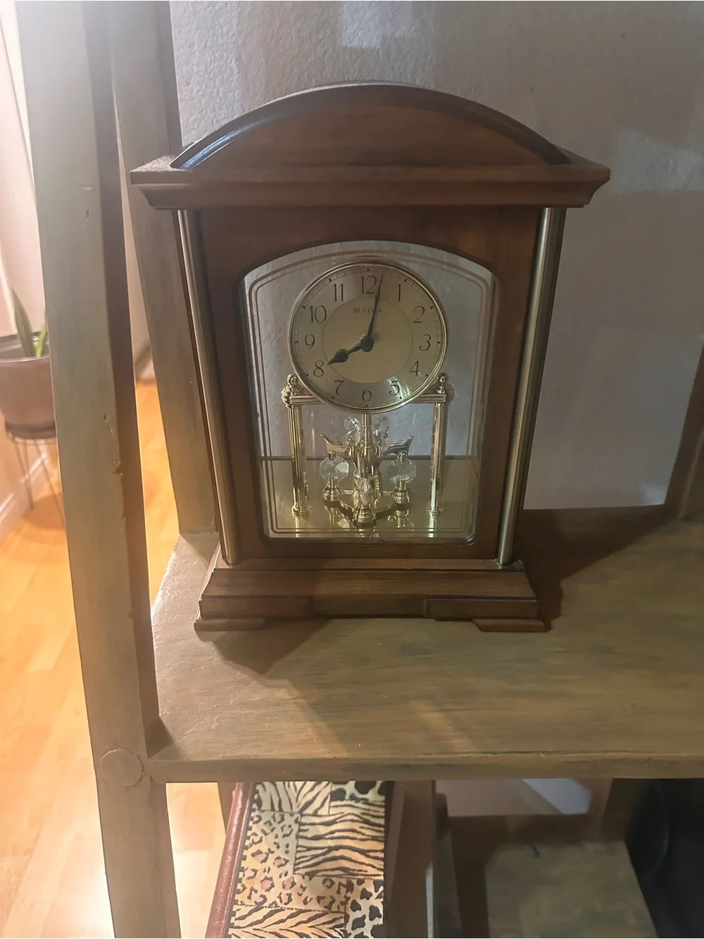 Retired Bulova B1846 Westport Strike & Chime Mantel Clock, Brown Cherry